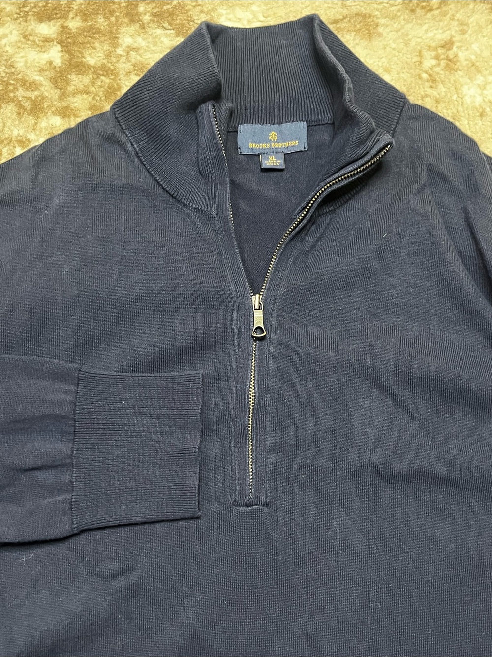 Brooks Brothers Mens XL Navy Blue Quarter Zip Pullover Knit Sweater XL